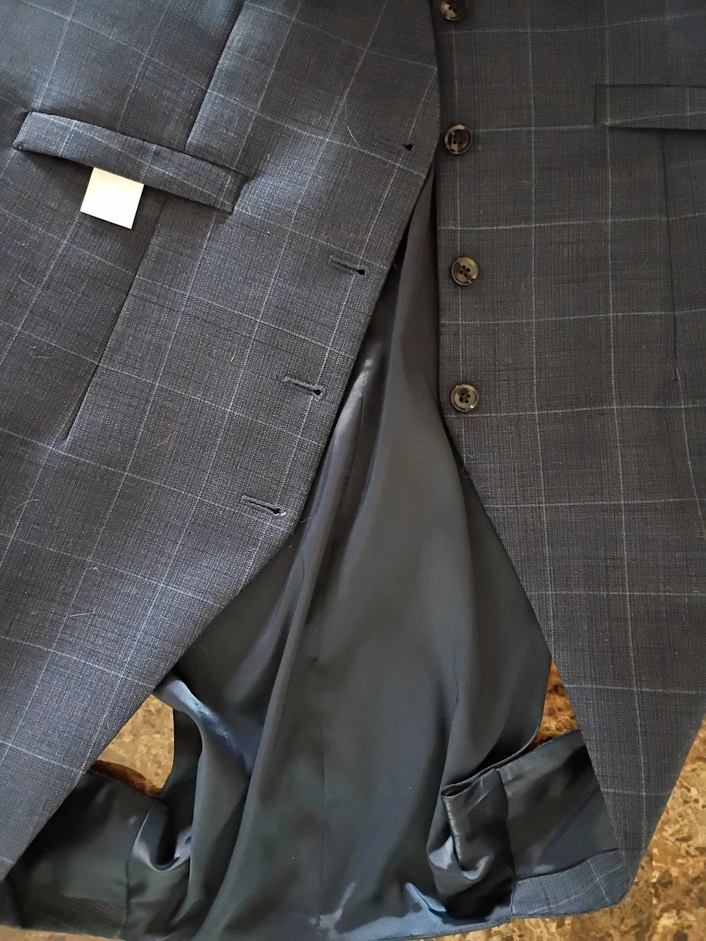 Classic Navy Windowpane Men's Waistcoat Vest